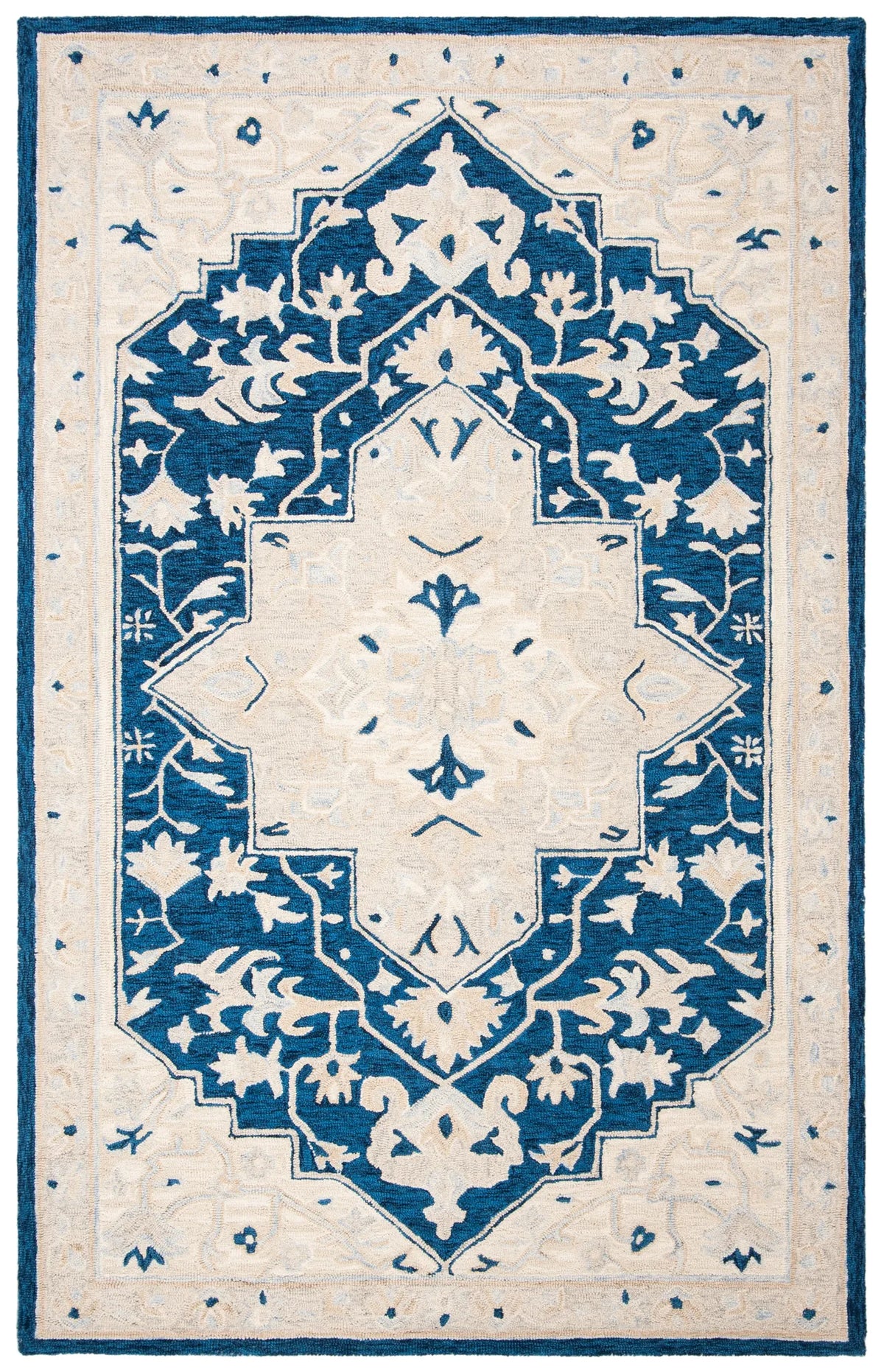Safavieh Micro-Loop 4'-0" x 6'-0" Rug in Navy / Ivory
