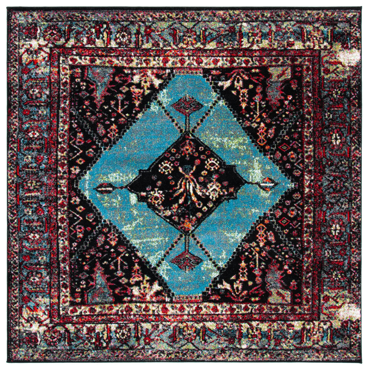 Safavieh Vintage Hamadan 6'-7" x 6'-7" Rug in Red / Light Blue