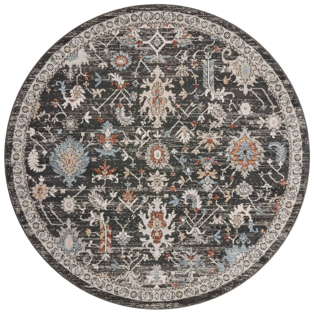 Loloi Odette Odt-04 Charcoal/Multi Rug - round flat