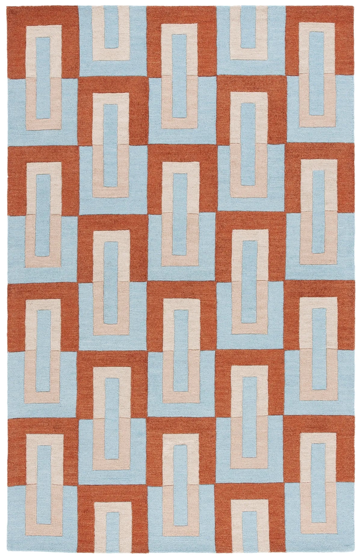 Safavieh Genre 4'-0" x 6'-0" Rug in Light Blue / Rust