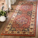 Safavieh Kashan 2'-6" x 10'-0" Rug in Red / Ivory