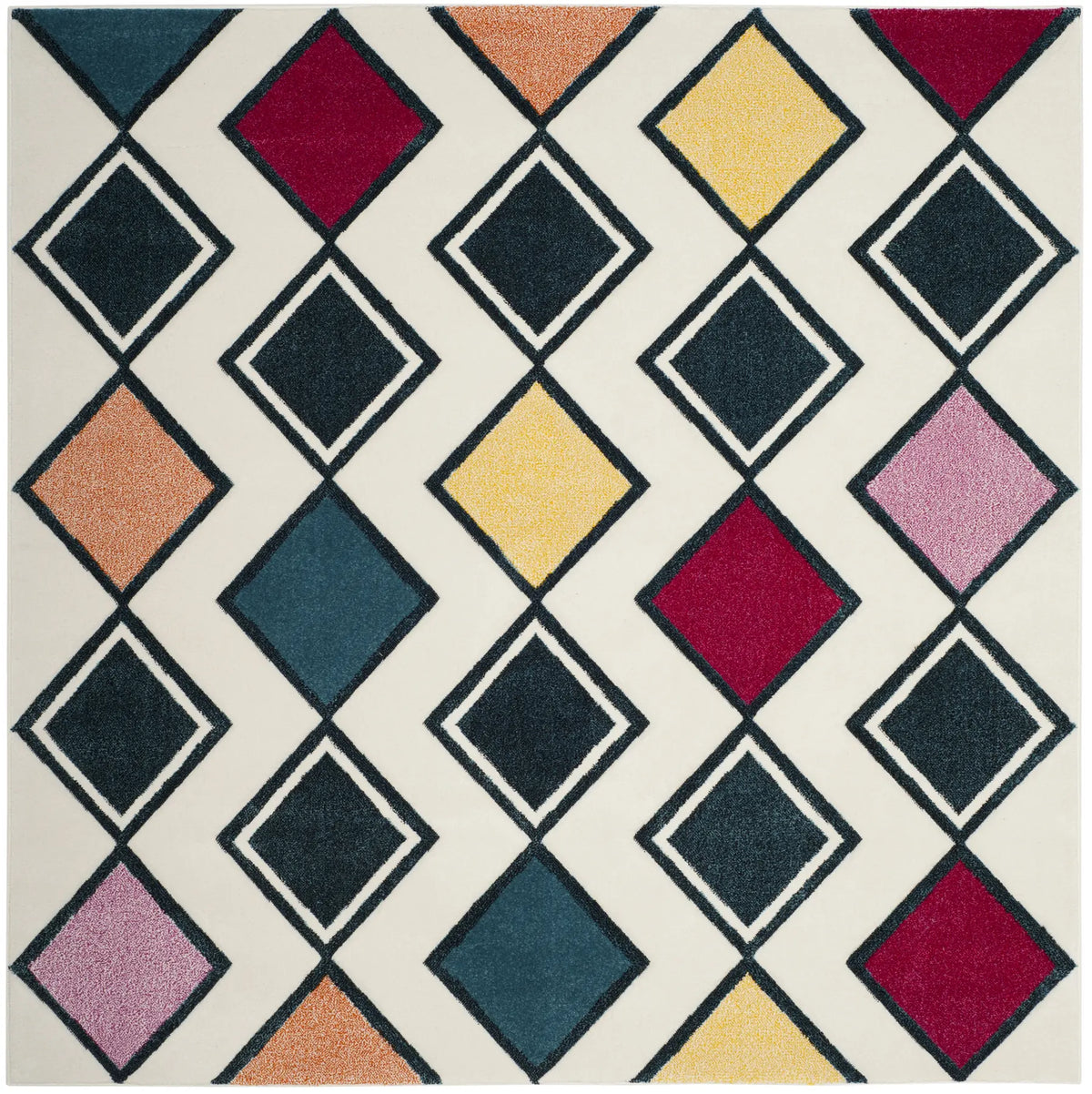 Safavieh Hollywood 6'-7" x 6'-7" Rug in Ivory / Peacock Blue