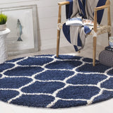 Safavieh Hudson Shag 5'-3" x 5'-3" Rug in Navy / Ivory