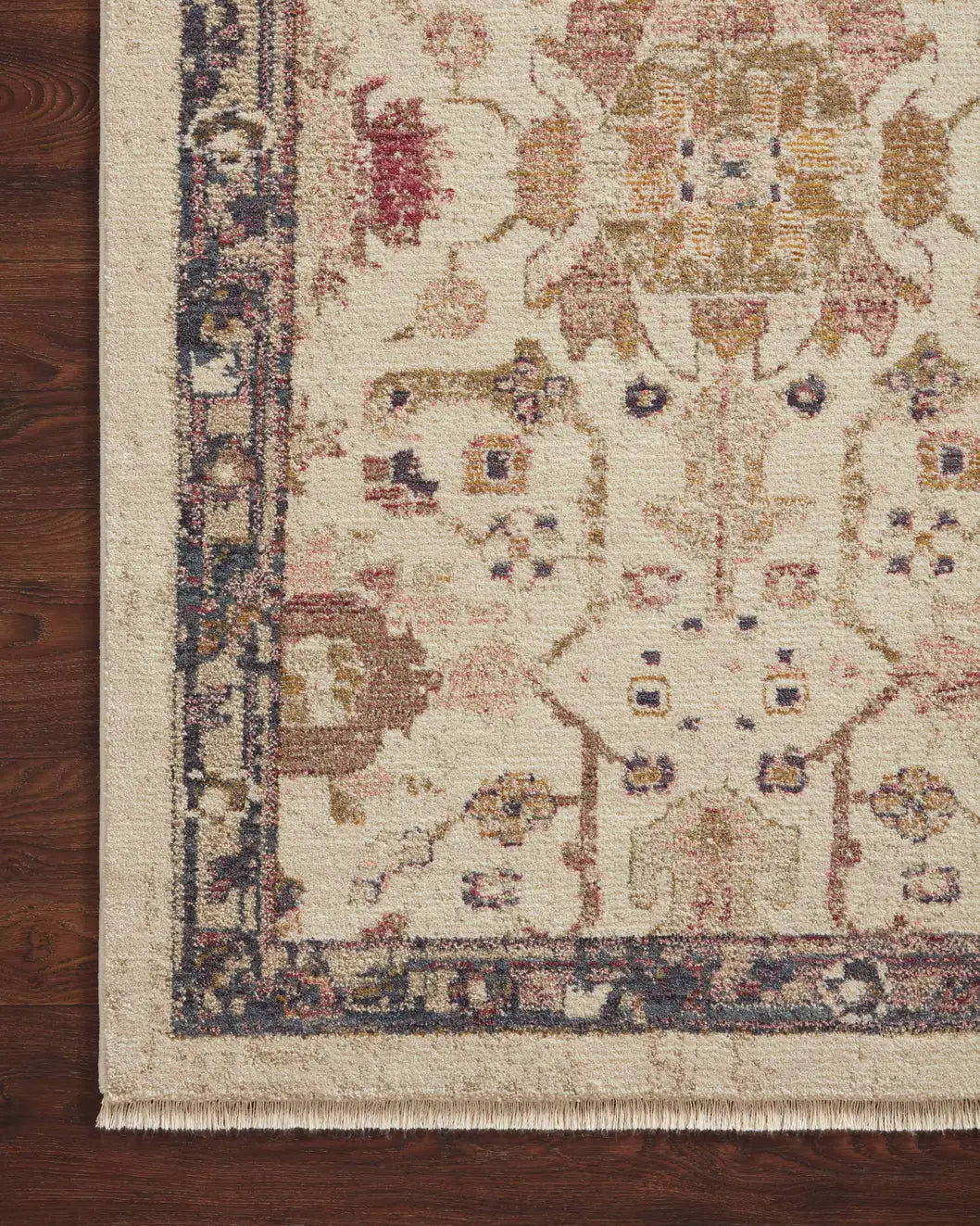 Loloi Giada Gia-04 Ivory/Multi Rugs - corner on wood