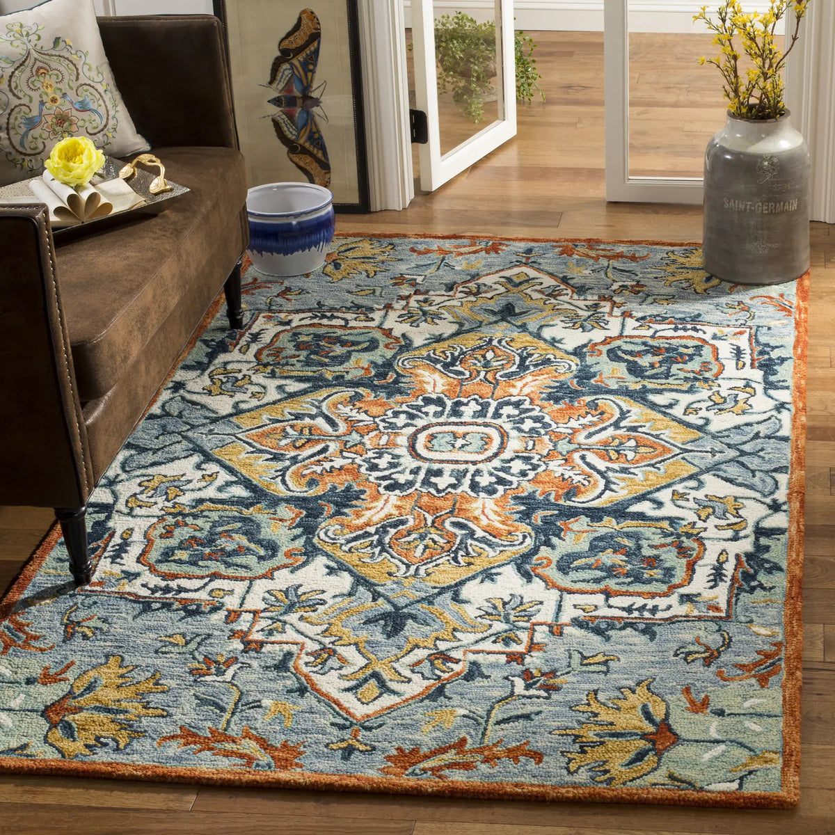 Safavieh Aspen 4'-0" x 6'-0" Rug in Blue / Rust