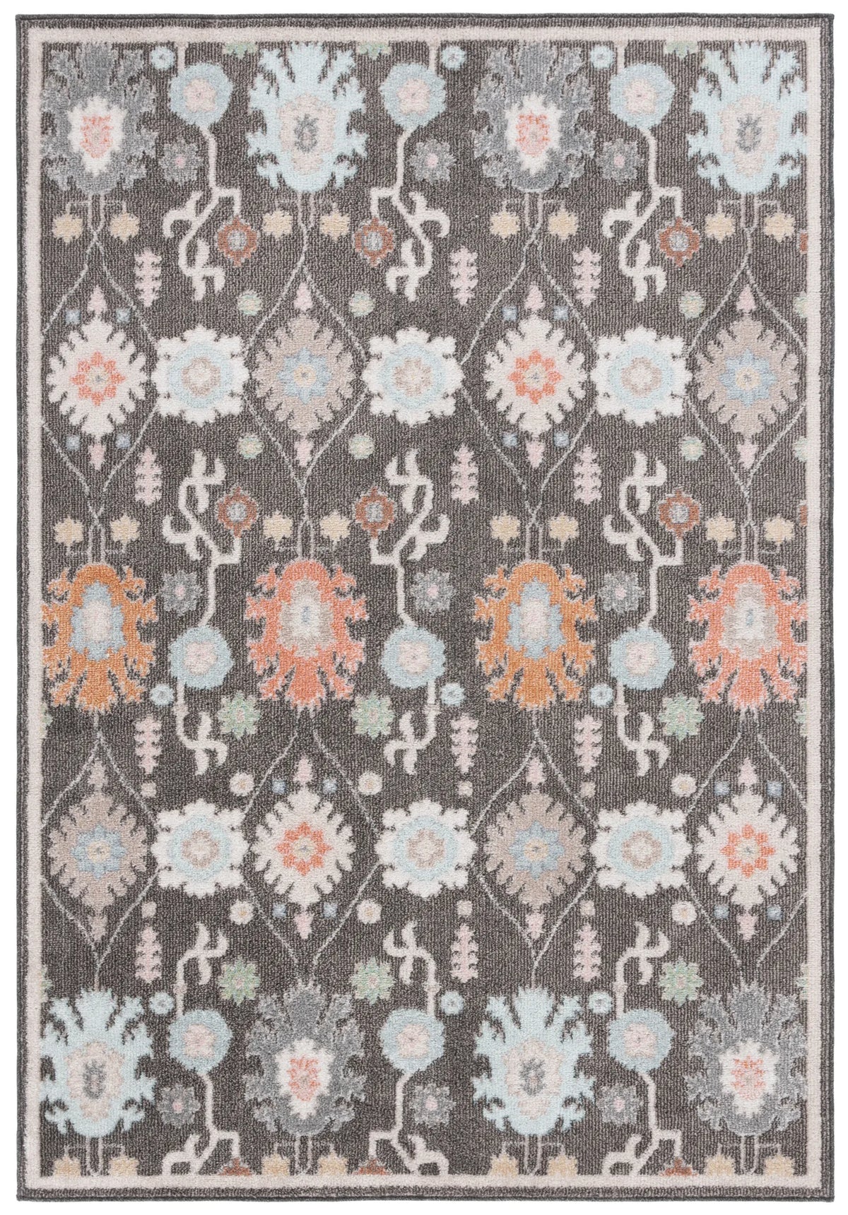 Safavieh Phoenix 500 4'-5" x 6'-5" Rug in Dark Grey / Ivory Blue