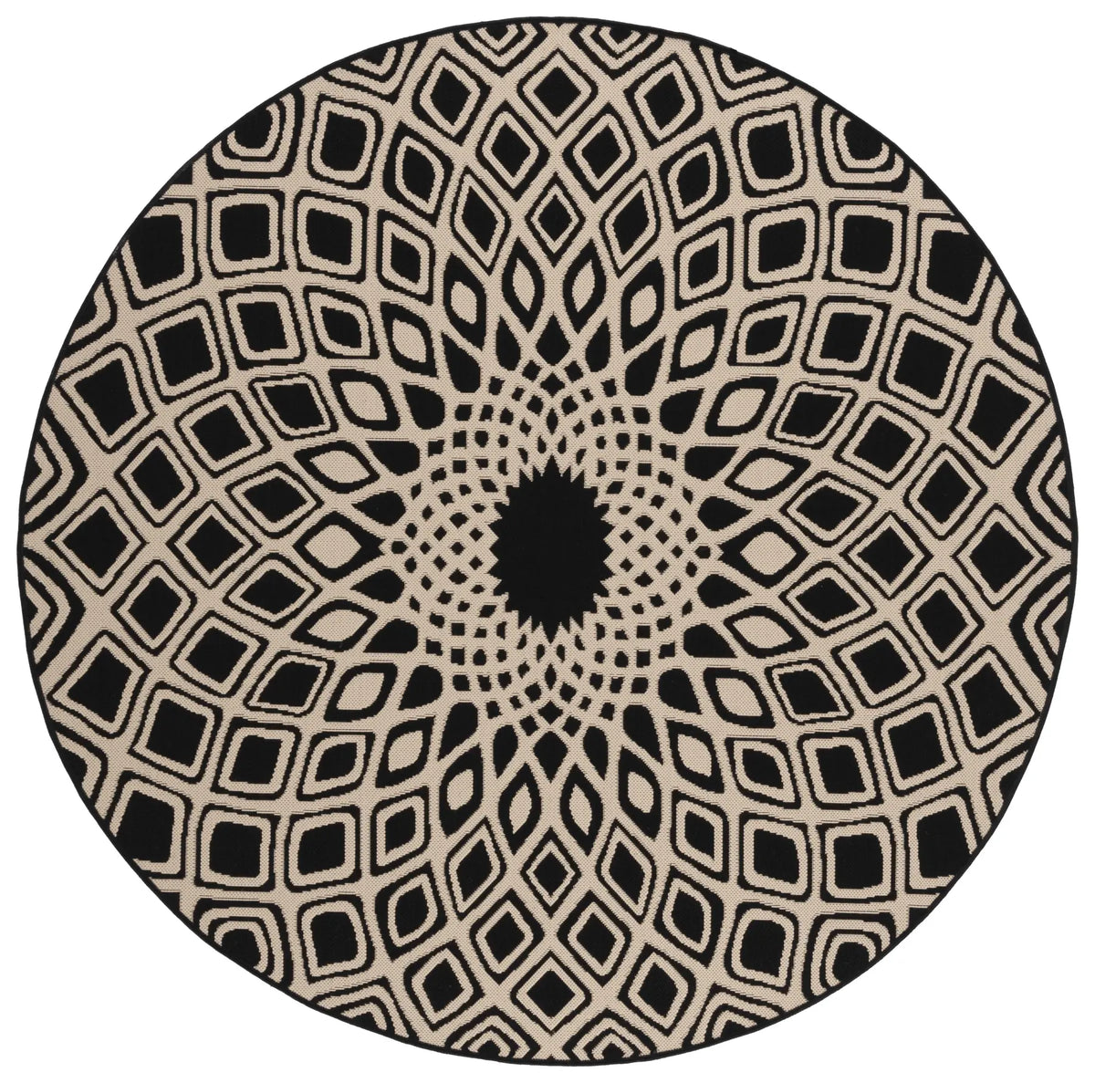 Safavieh Courtyard 6'-7" x 6'-7" Rug in Black / Beige