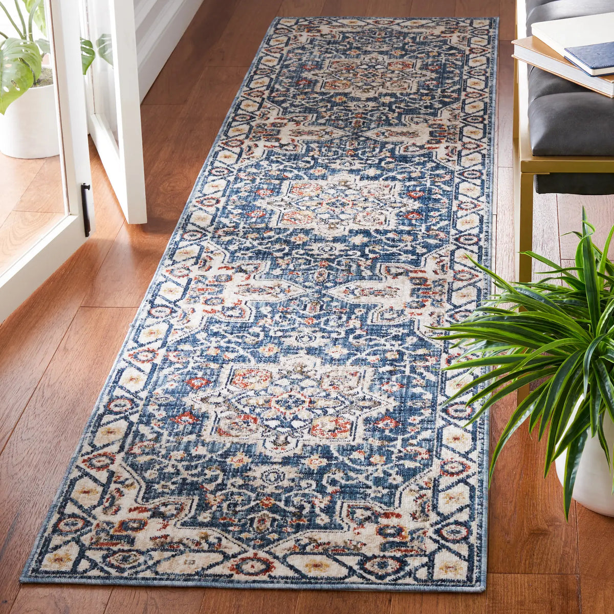 Safavieh Olympia 2'-3" x 9'-0" Rug in Blue / Ivory