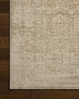 Loloi Elora ELR-03 Traditional Power Loomed Natural, Terracotta Rug - corner on wood