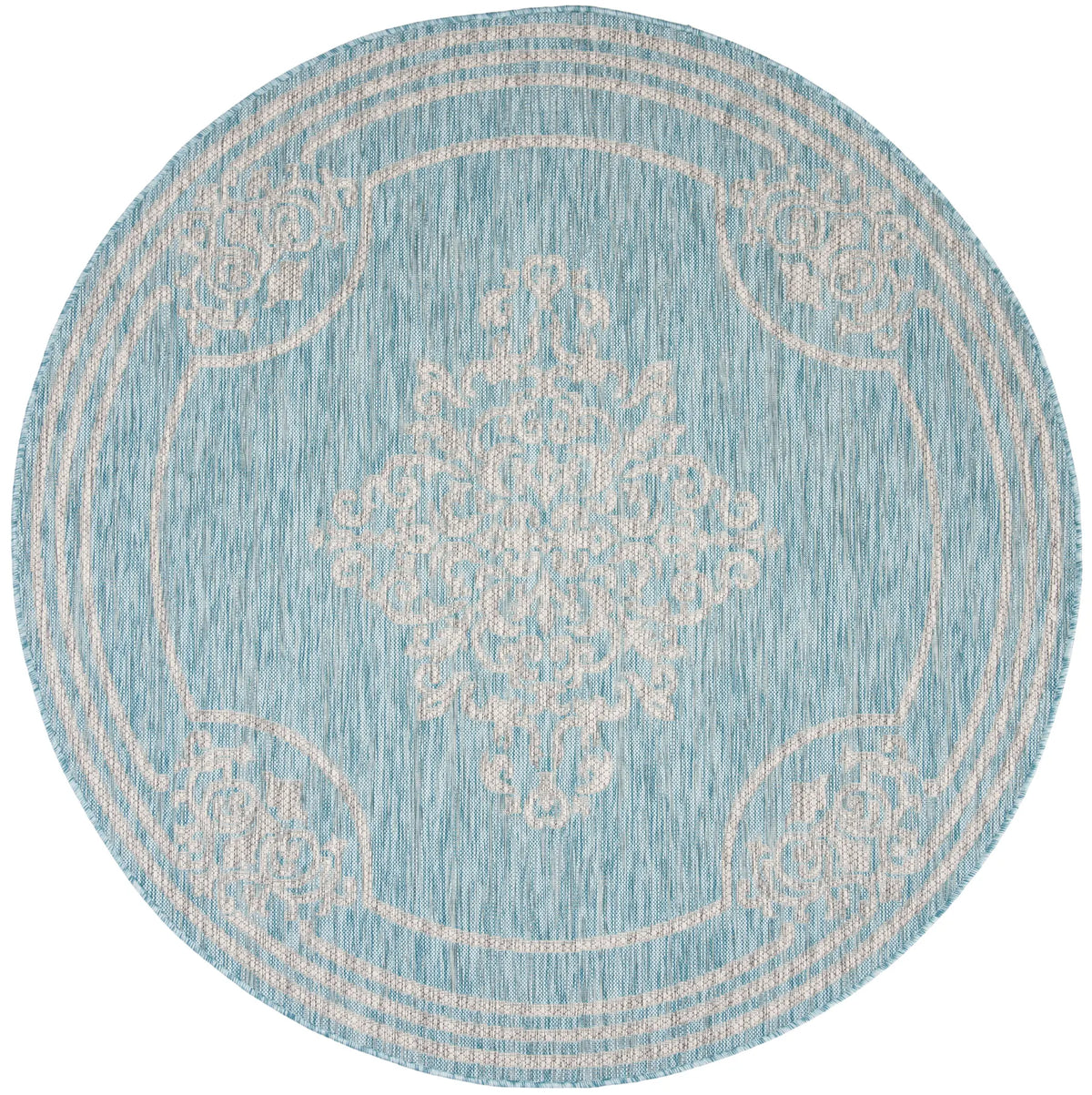 Safavieh Courtyard 6'-7" x 6'-7" Rug in Aqua / Grey