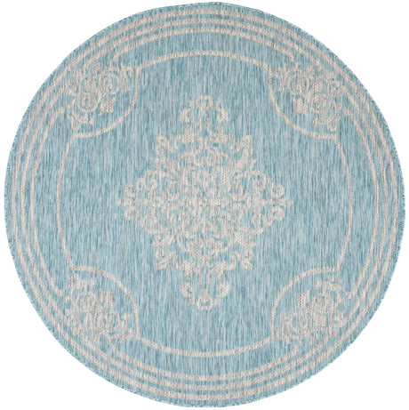 Safavieh Courtyard 6'-7" x 6'-7" Rug in Aqua / Grey