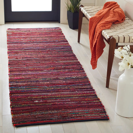 Safavieh Rag Rug 2'-3" x 8'-0" Rug in Fuchsia / Black