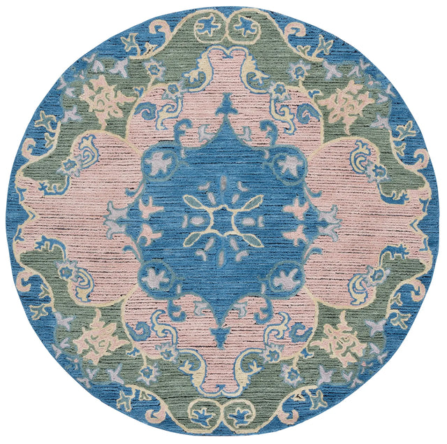 Safavieh Savonnerie 6'-0" x 6'-0" Rug in Blue / Pink