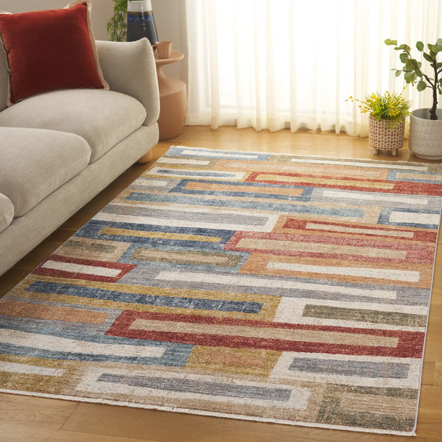 Safavieh Forum 500 5'-0" x 7'-0" Rug in Rust / Blue Grey