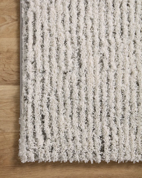 Loloi Levitt Shag Lev-02 Ivory/Grey Rug - corner on wood