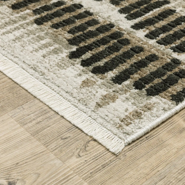 Oriental Weavers Bauer 8120D Beige/ Charcoal Rug - corner detail