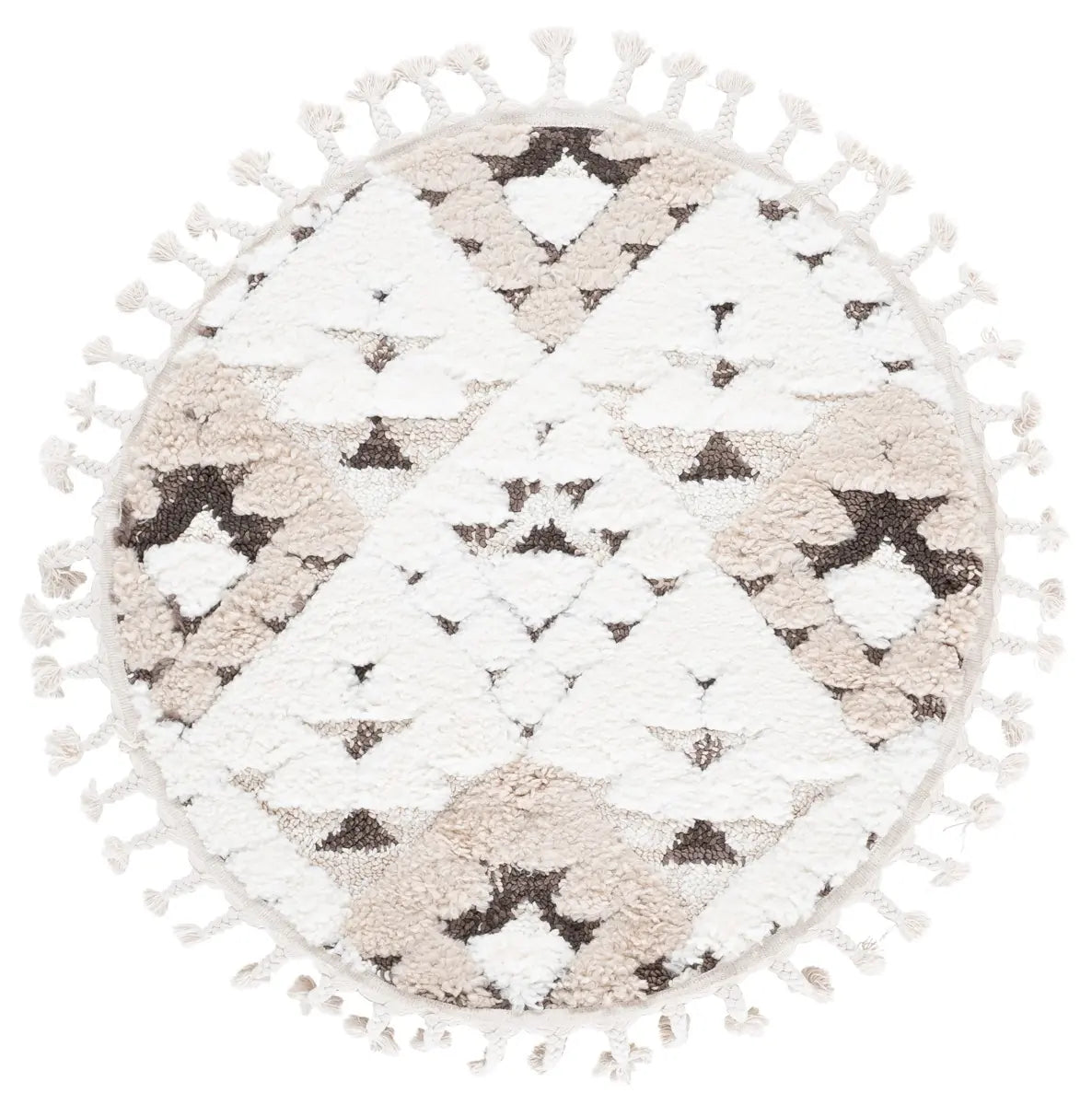Safavieh Moroccan Tassel Shag 3'-0" x 3'-0" Rug in Ivory / Brown