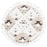 Safavieh Moroccan Tassel Shag 3'-0" x 3'-0" Rug in Ivory / Brown