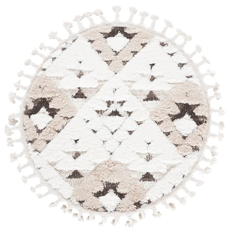 Safavieh Moroccan Tassel Shag 3'-0" x 3'-0" Rug in Ivory / Brown