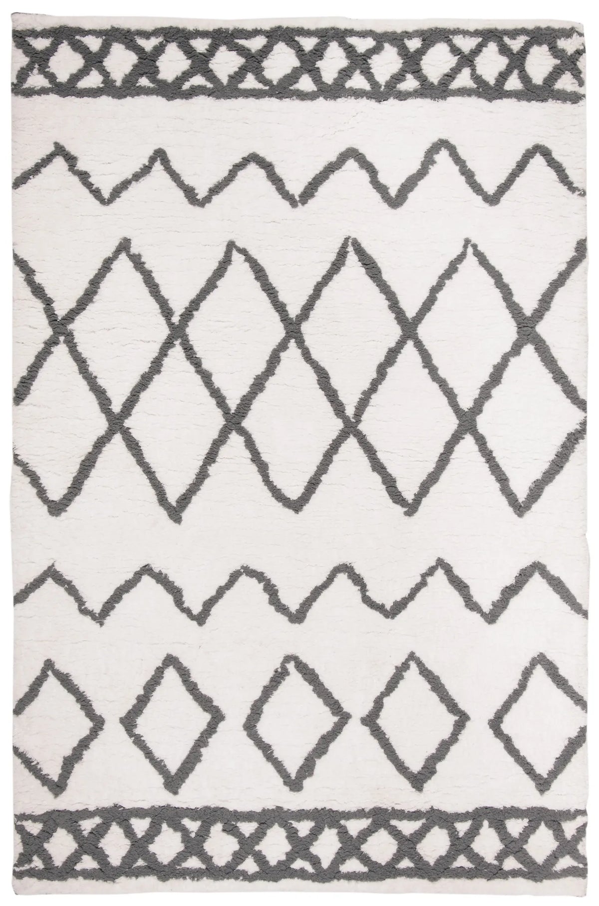 Safavieh Equinox Shag 4'-0" x 6'-0" Rug in Cream / Grey