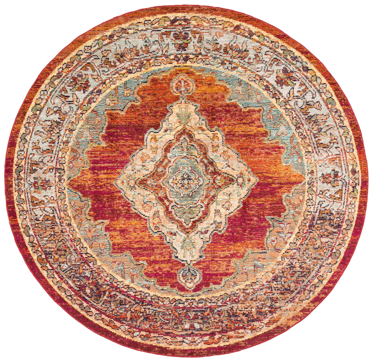Safavieh Crystal 7'-0" x 7'-0" Rug in Orange / Light Blue