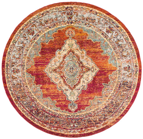 Safavieh Crystal 7'-0" x 7'-0" Rug in Orange / Light Blue