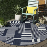 Safavieh Beach House 6'-7" x 6'-7" Rug in Navy / Ivory