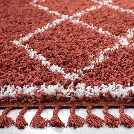Safavieh Pro Lux Shag 400 4'-0" x 6'-0" Rug in Rust / Creme