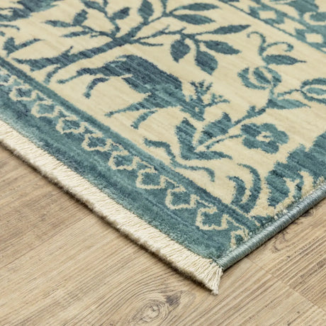 Oriental Weavers Sphinx Francesca Fr08H Blue/ Ivory Rug - corner detail