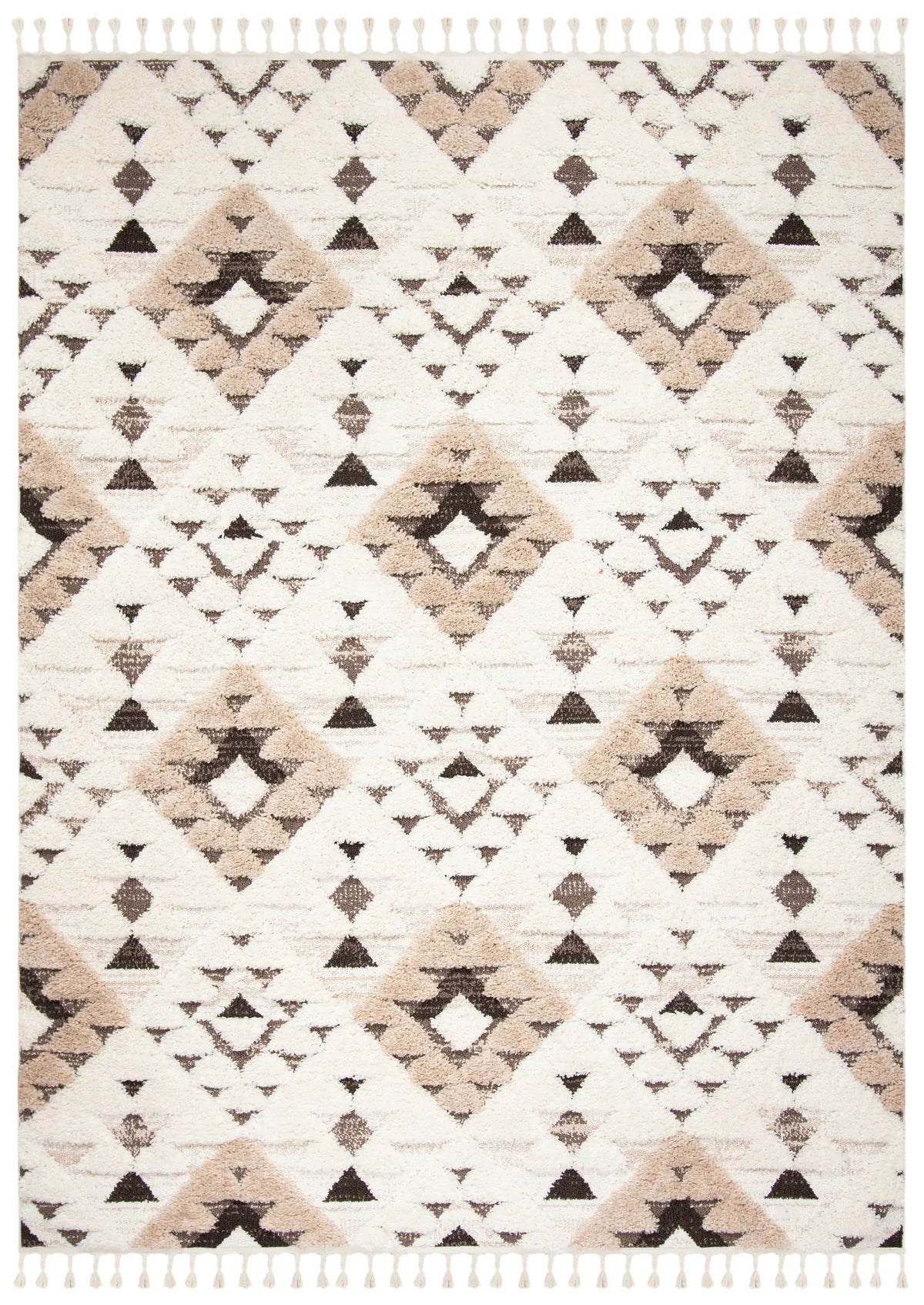 Safavieh Moroccan Tassel Shag 10'-0" x 14'-0" Rug in Ivory / Brown