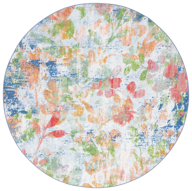 Safavieh Paint Brush 6'-7" x 6'-7" Rug in Navy / Orange