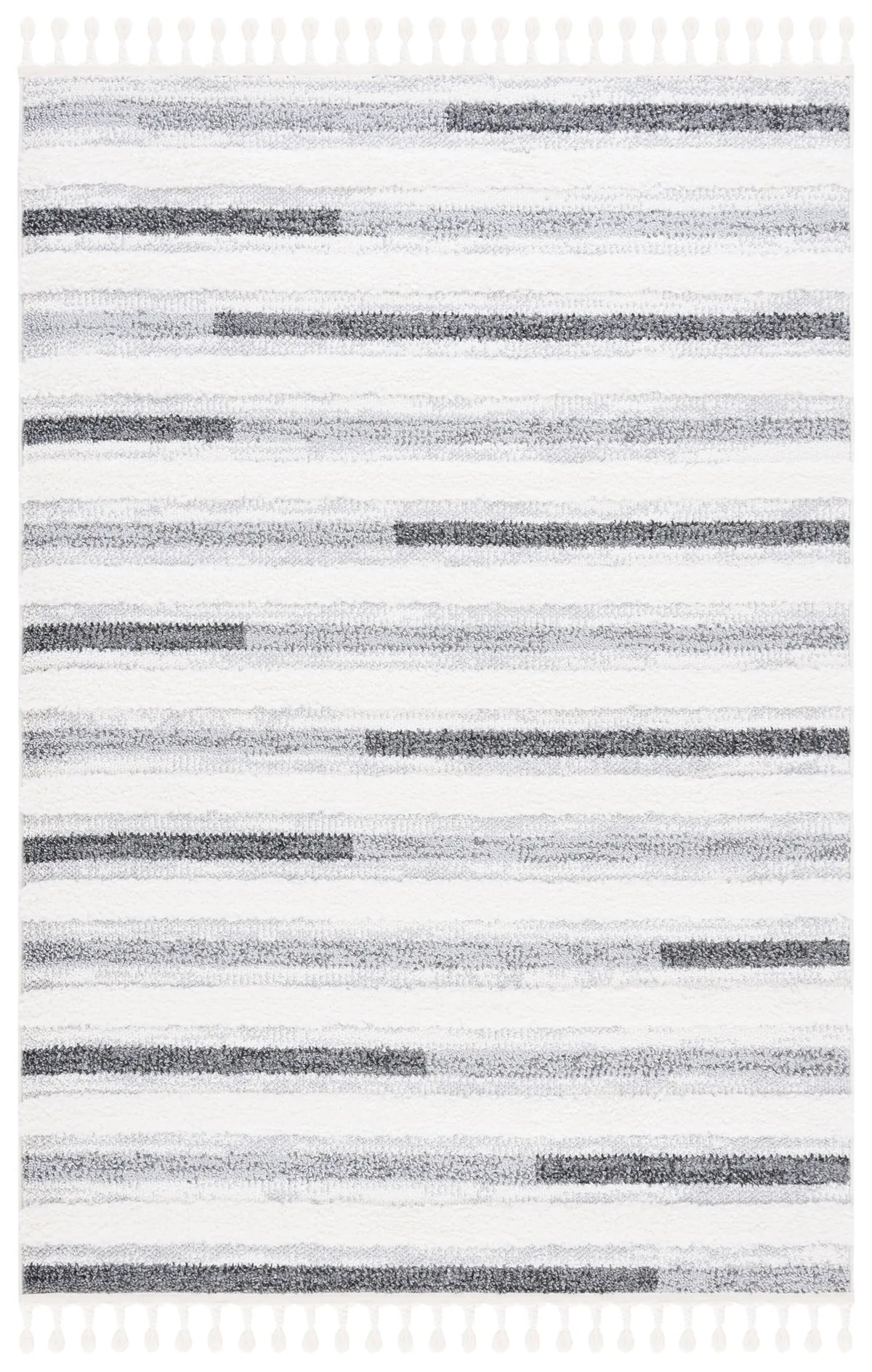 Safavieh Moroccan Tassel Shag 4'-0" x 6'-0" Rug in Ivory / Grey