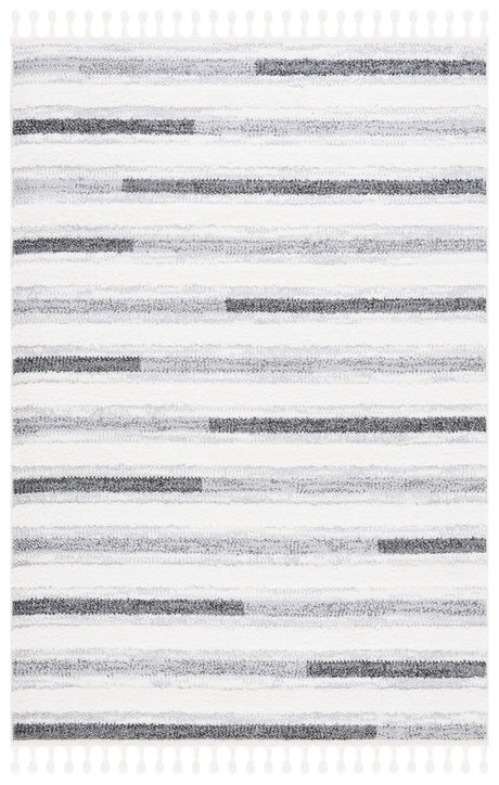 Safavieh Moroccan Tassel Shag 4'-0" x 6'-0" Rug in Ivory / Grey