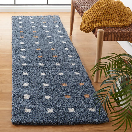 Safavieh Calico Shag 2'-2" x 8'-0" Rug in Blue / Ivory
