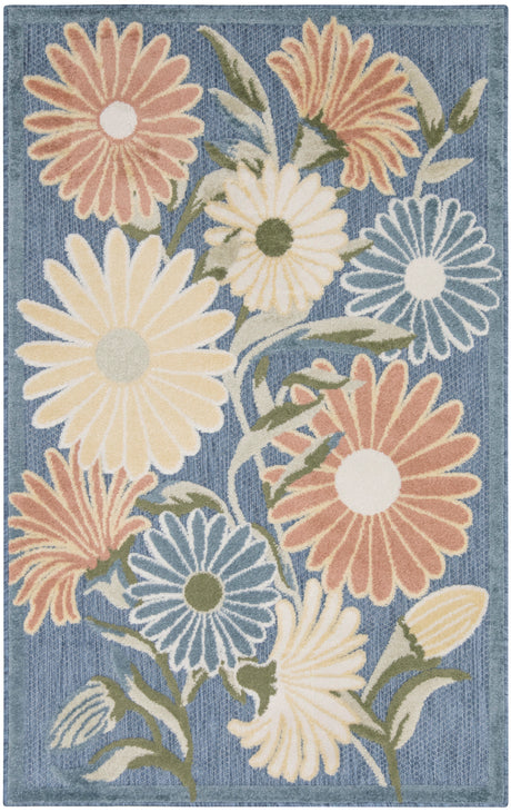 Nourison Aloha ALH33 Machine Made Blue, Sage Rug