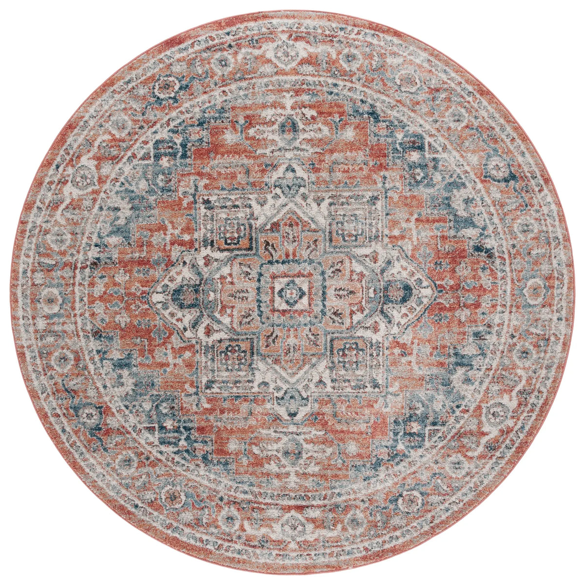 Safavieh Vintage Tabriz 6'-7" x 6'-7" Rug in Rust / Blue