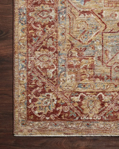 Loloi Gaia Gaa-01 Gold/Brick Rugs - corner on wood