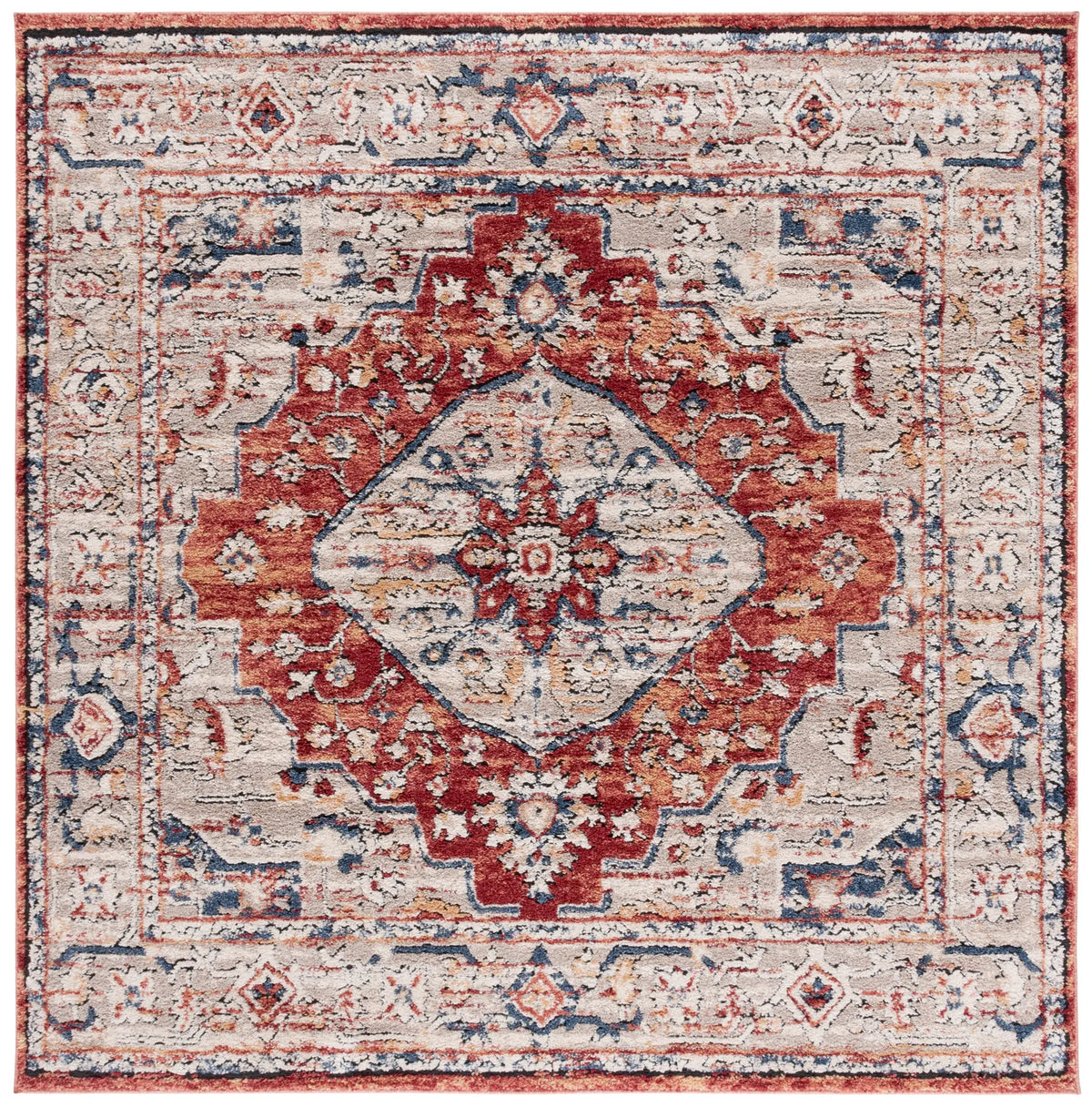 Safavieh Luna 6'-7" x 6'-7" Rug in Beige / Rust Blue