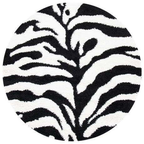 Safavieh Florida Shag 5'-0" x 5'-0" Rug in Ivory / Black