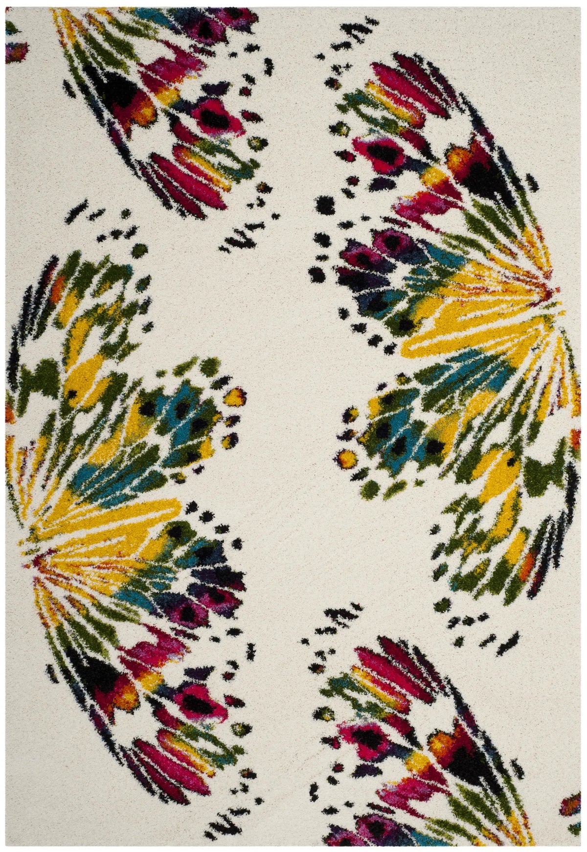 Safavieh Fiesta Shag 4'-0" x 6'-0" Rug in Cream / Multi