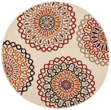 Safavieh Veranda 5'-3" x 5'-3" Rug in Creme / Red