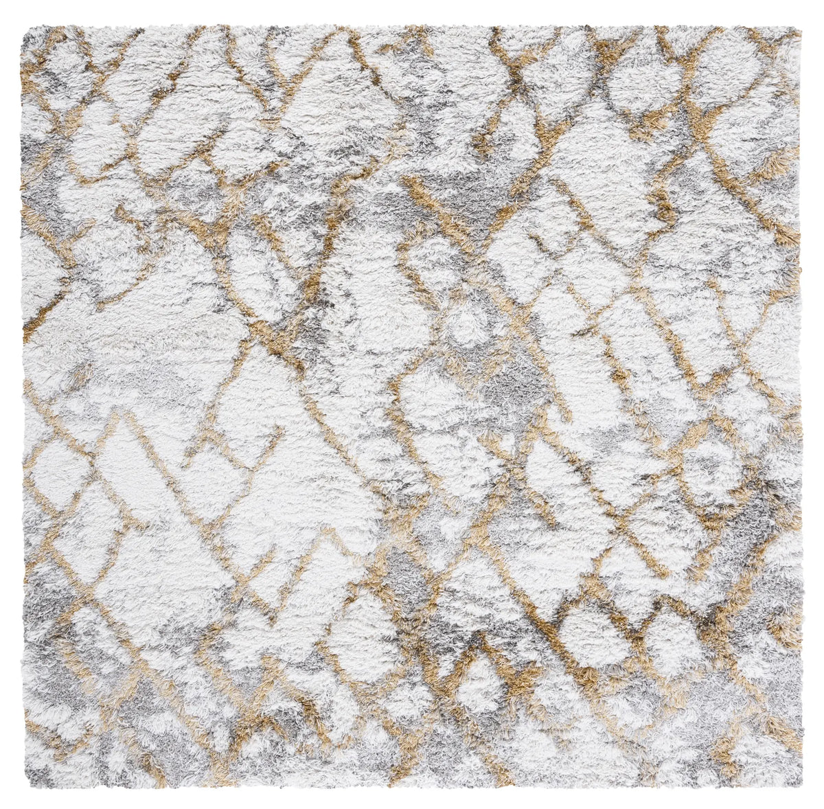 Safavieh Horizon Shag 800 6'-7" x 6'-7" Rug in Ivory / Gold