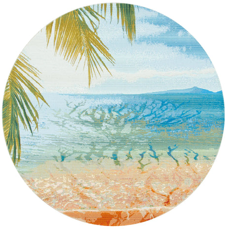 Safavieh Barbados 500 6'-6" x 6'-6" Rug in Gold / Blue