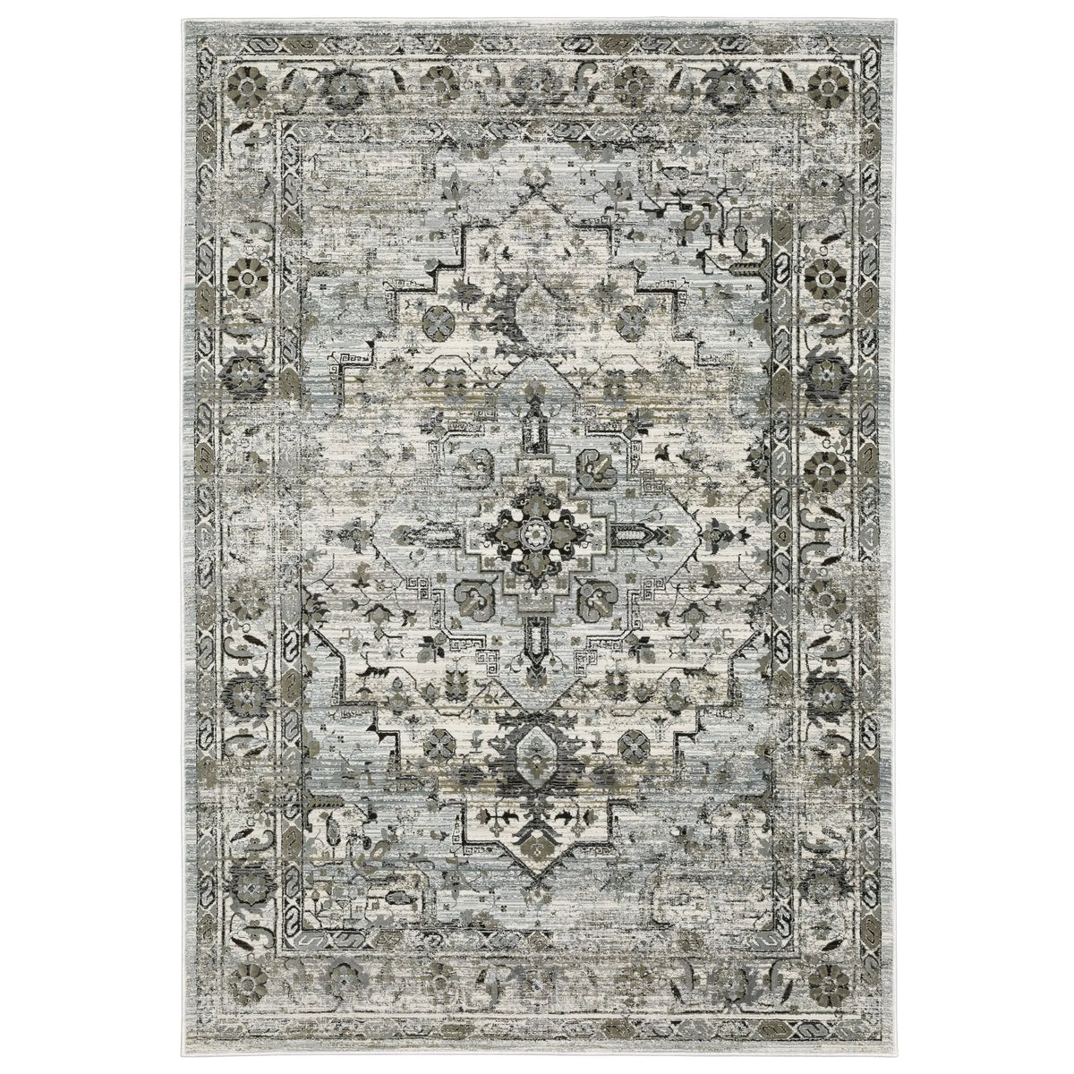 Oriental Weavers Gemini 020Z2 Grey/ Blue Rug - main flat
