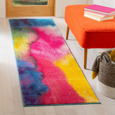 Safavieh Watercolor 2'-3" x 8'-0" Rug in Green / Fuchsia