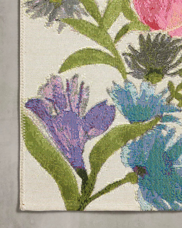 Loloi Botanical Bot-01 Ivory/Multi Rug - corner on wood