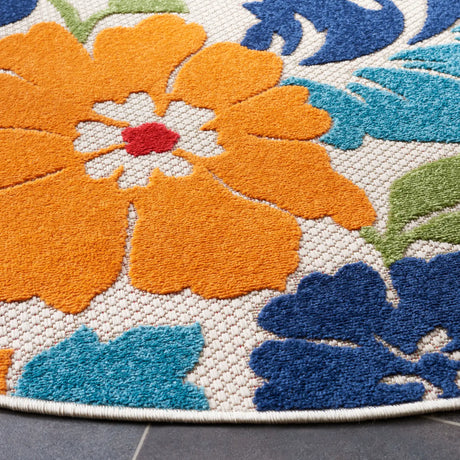 Safavieh Cabana 6'-7" x 6'-7" Rug in Ivory / Orange