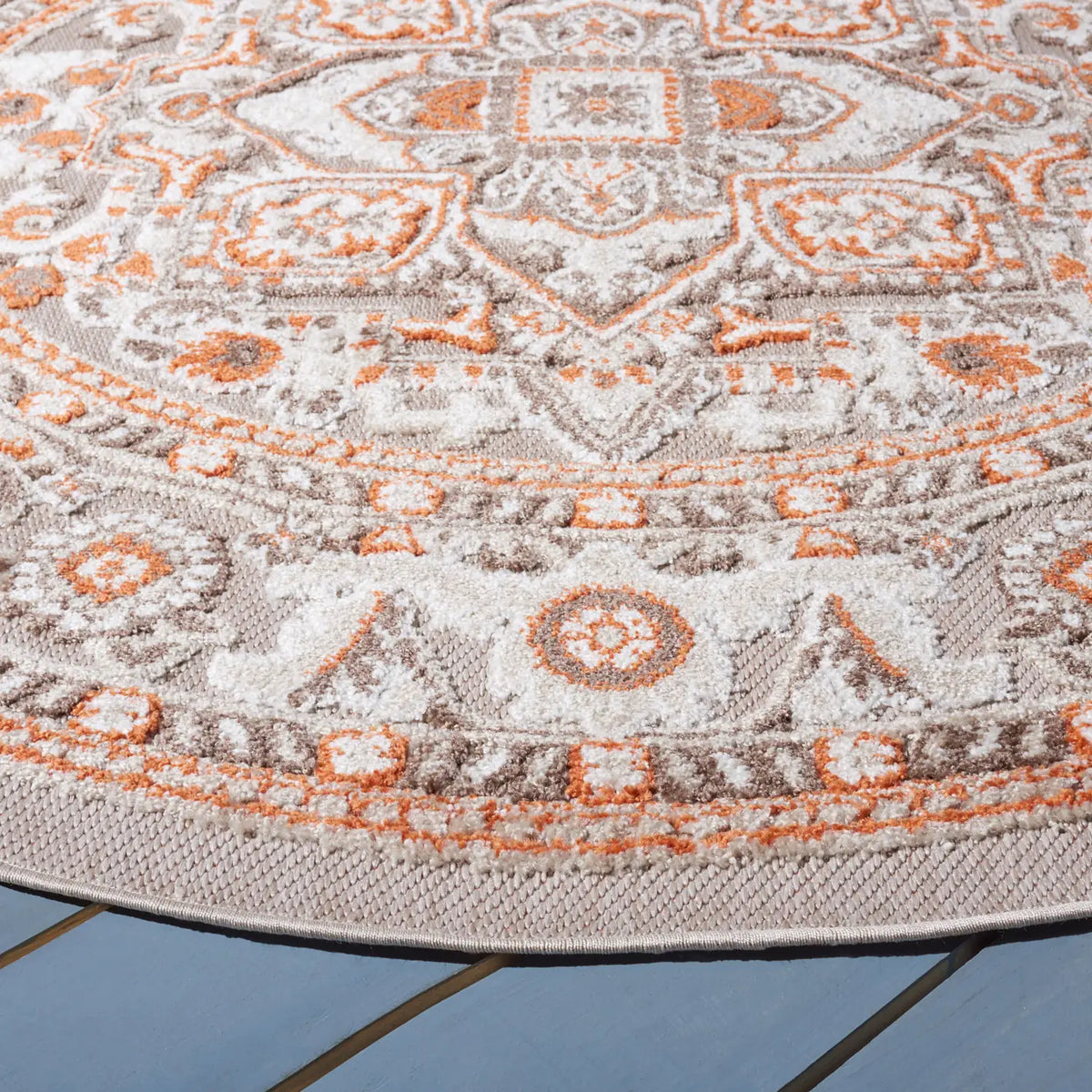 Safavieh Cabana 6'-7" x 6'-7" Rug in Beige / Orange