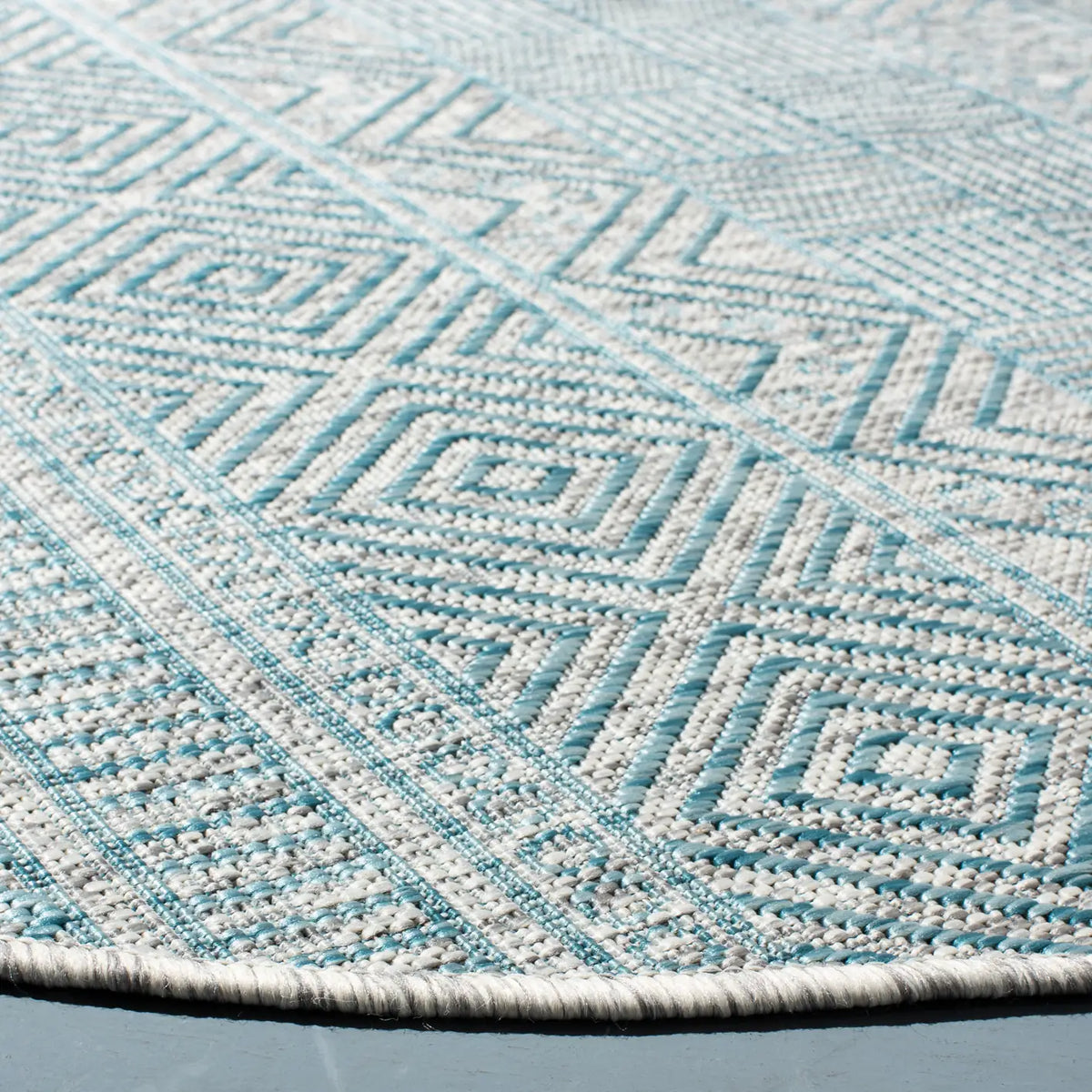 Safavieh Courtyard 6'-7" x 6'-7" Rug in Light Grey / Aqua