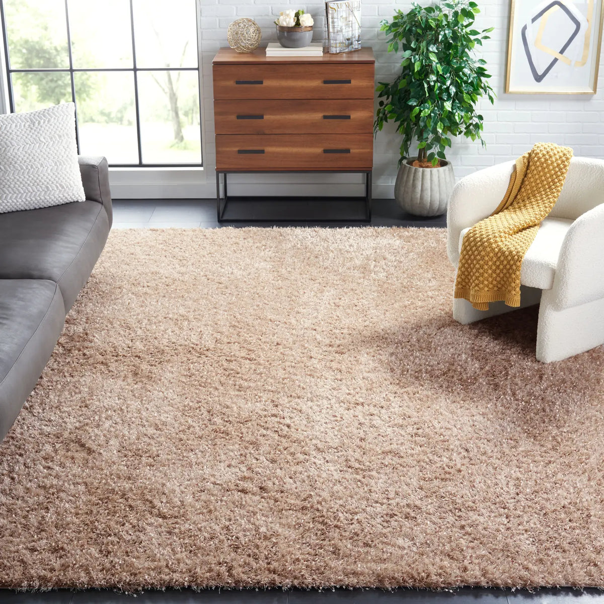 Safavieh Sg-Mls-Malibu Shag 10'-0" x 14'-0" Rug in Natural